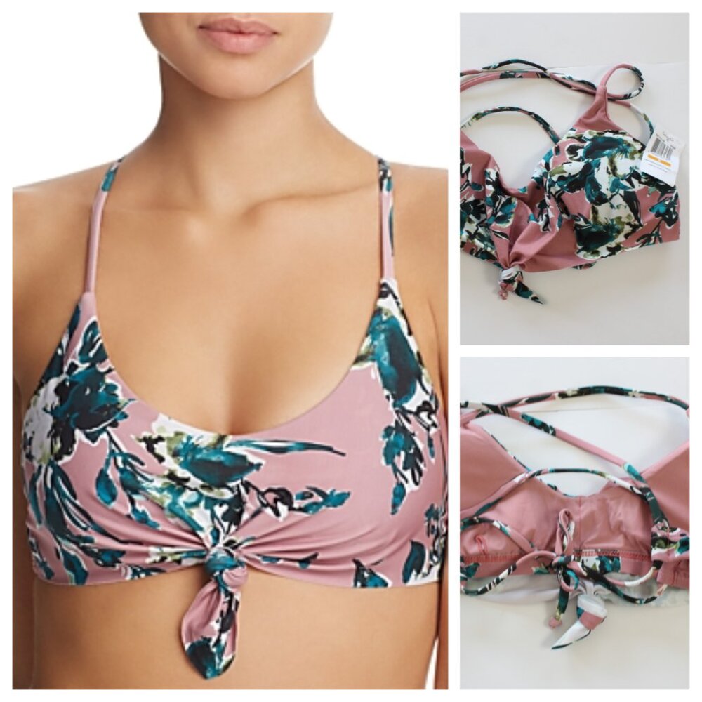 Splendid Bikini Crop Swim Top Floral Pink Small NWT